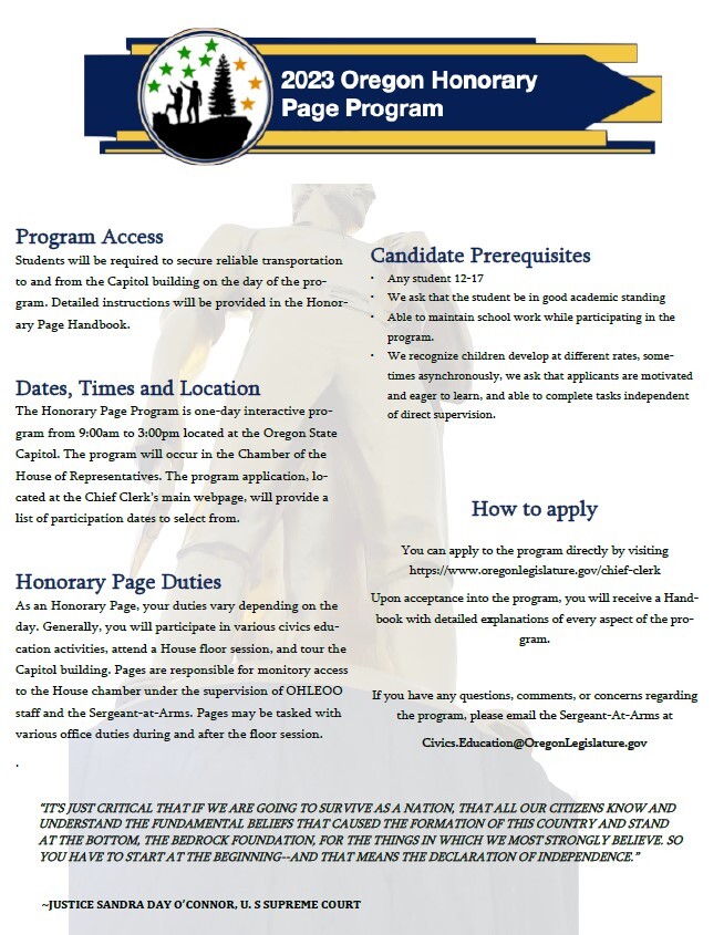 Oregon House Page Program