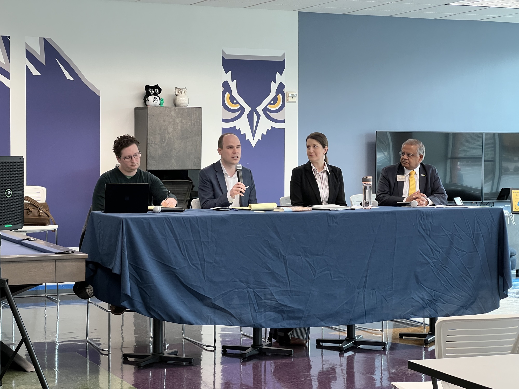 Senator Woods’ Chief of Staff Shane O’Brien, me, Representative Neron, and OIT President Nagi G. Naganathan