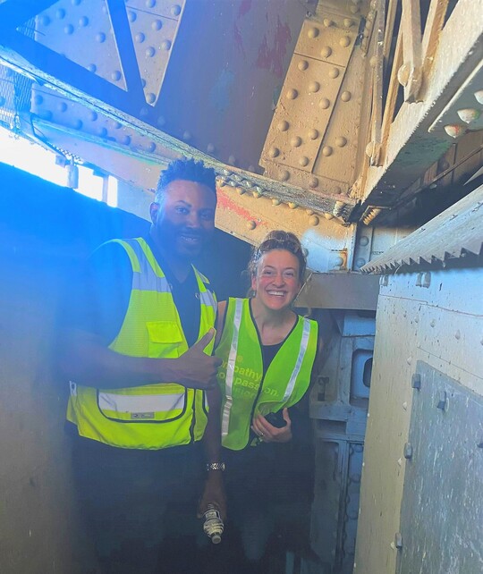 Rep Nelson and Rep Grayber inside the Burnside Bridge