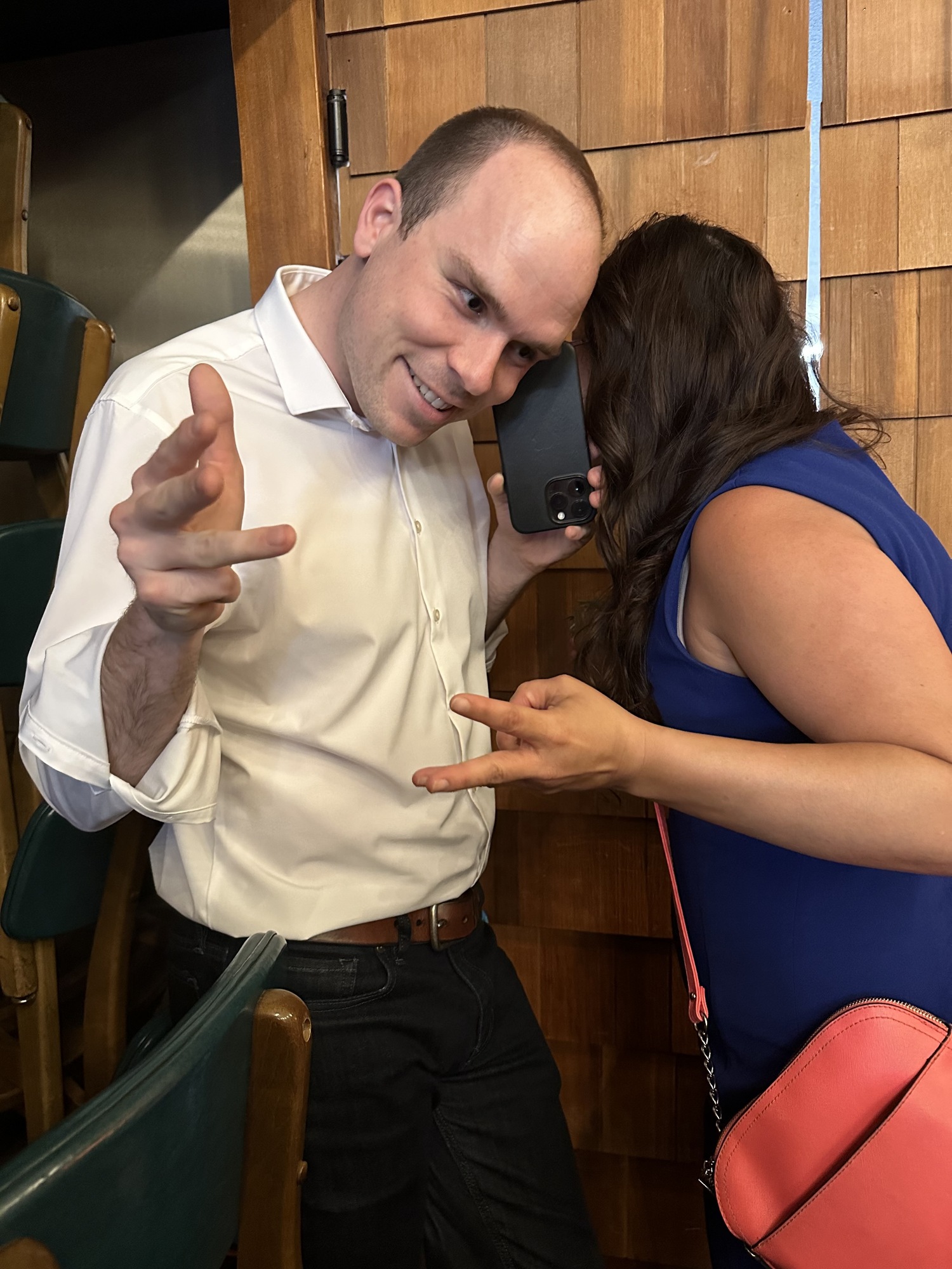 Rep. Hartman and I tuning in to the hearing on Hall Blvd