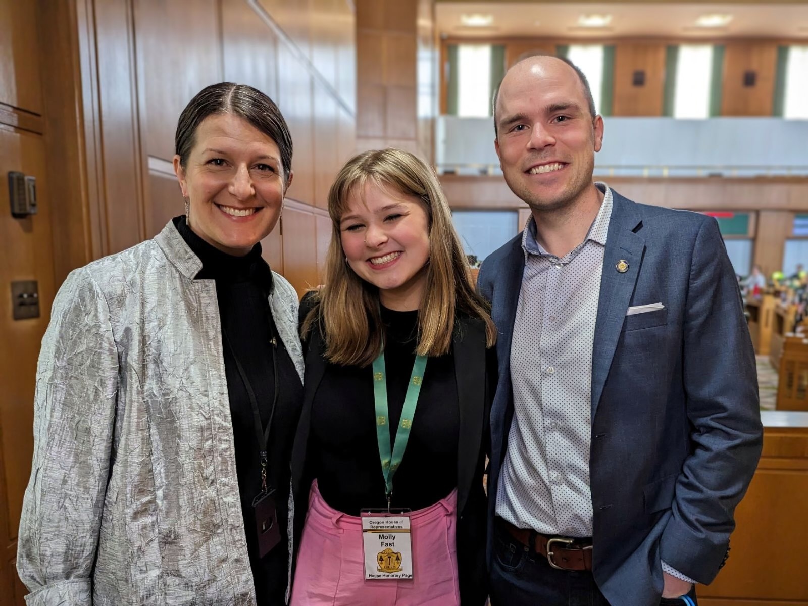 Representative Neron, Honorary Page Molly Fast, and I on the House Floor