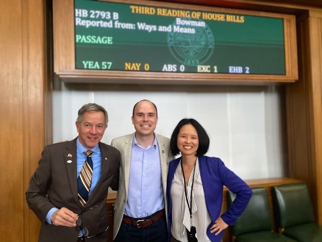 From left to right: Rep. Nosse, Myself, and Rep. Khanh Pham after HB 2793 passed the House