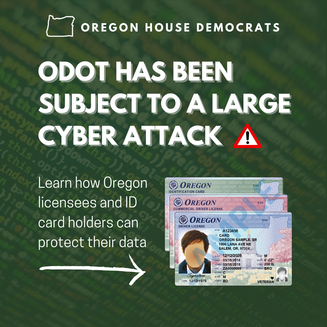Flyer with information about ODOT cyber attack
