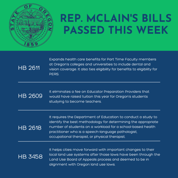 List of McLain bills passed this week 
