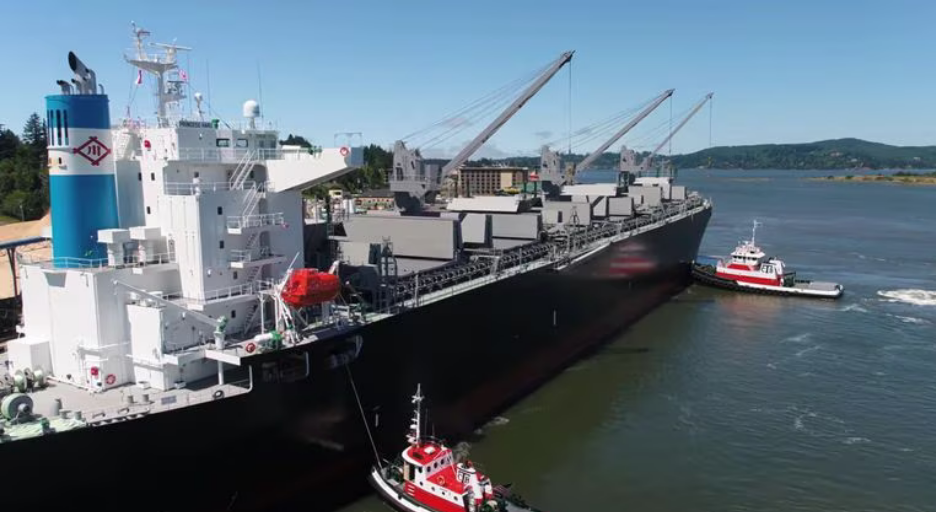 Maneuvering a cargo ship in the Port of Coos Bay