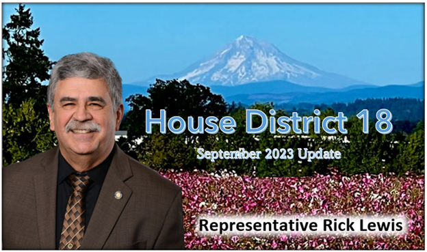 HD 18 September Update - Rep Lewis - Mt Hood in background and clover fields