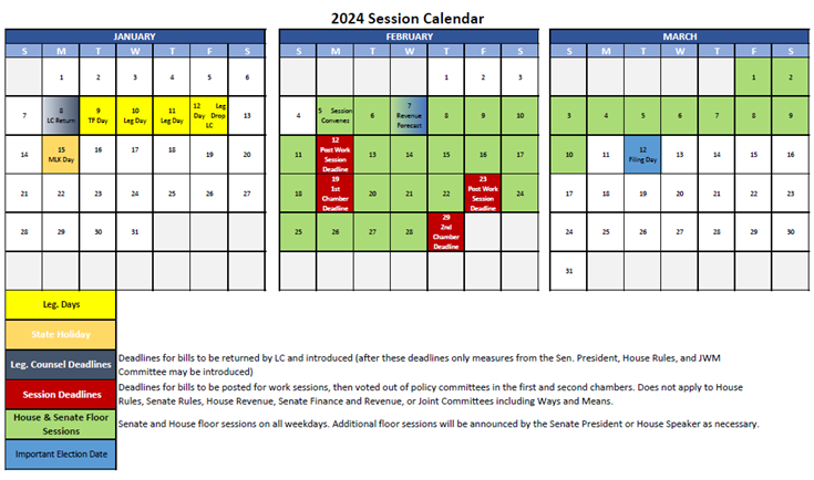 2024 Session Calendar