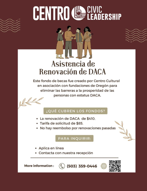 Information Graphic in Spanish: How to get assistance for DACA Renewal