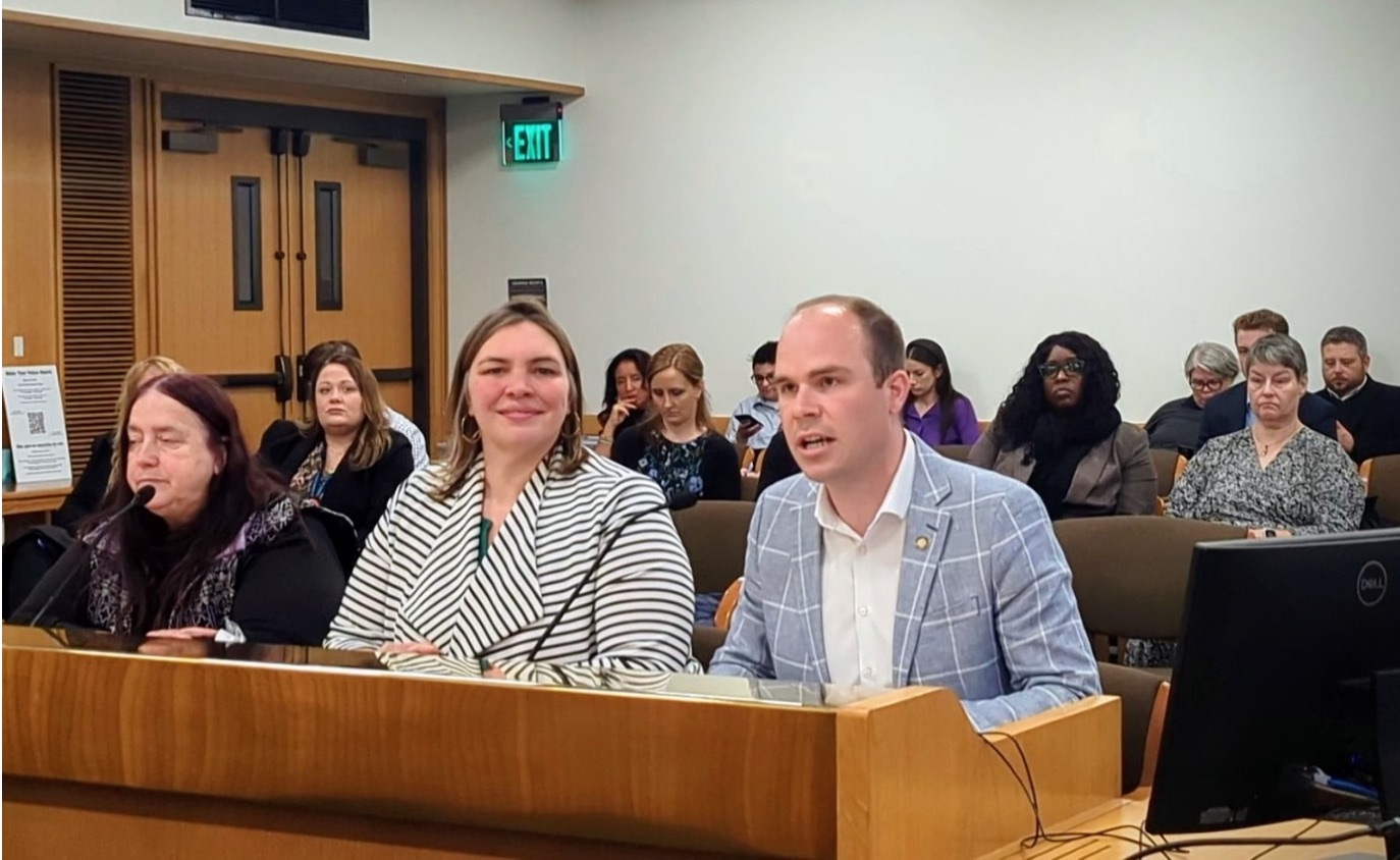 Testifying before the House Early Childhood and Human Services Committee with SEIU Local 503 Executive Director Melissa Unger