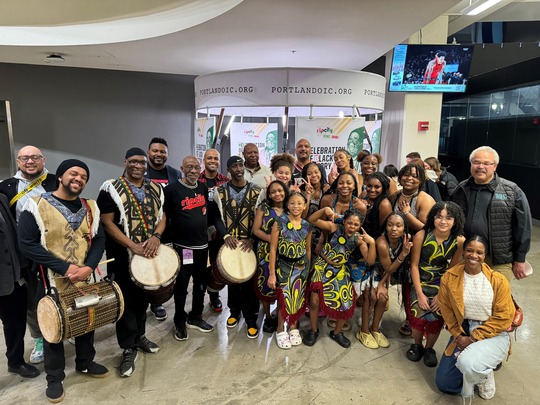 Representative Nelson with a group of performers for Black History Month