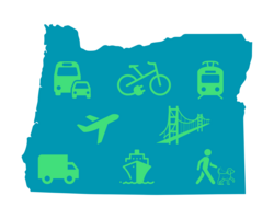 Oregon Map with Transportation Images 