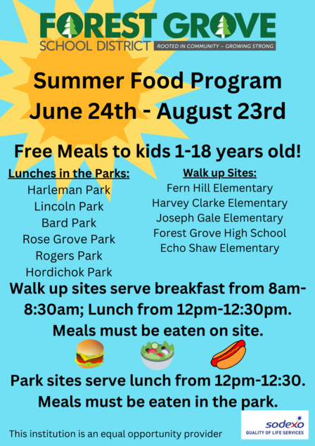 Information on Forest Grove SD Summer Lunch