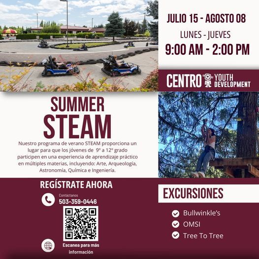 Centro Cultural Summer Steam Spanish Flyer