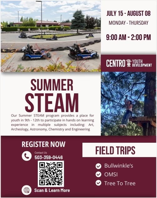 Centro Summer STEAM English Flyer