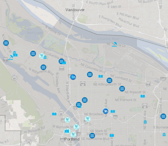 map of ways to stay cool. click on the map to go to interactive map to find locations near you