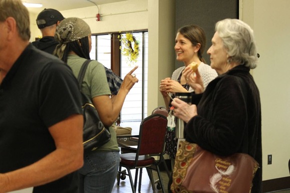 Rep Neron speaks to guests at the Coffee Hour in Sherwood in June 2024