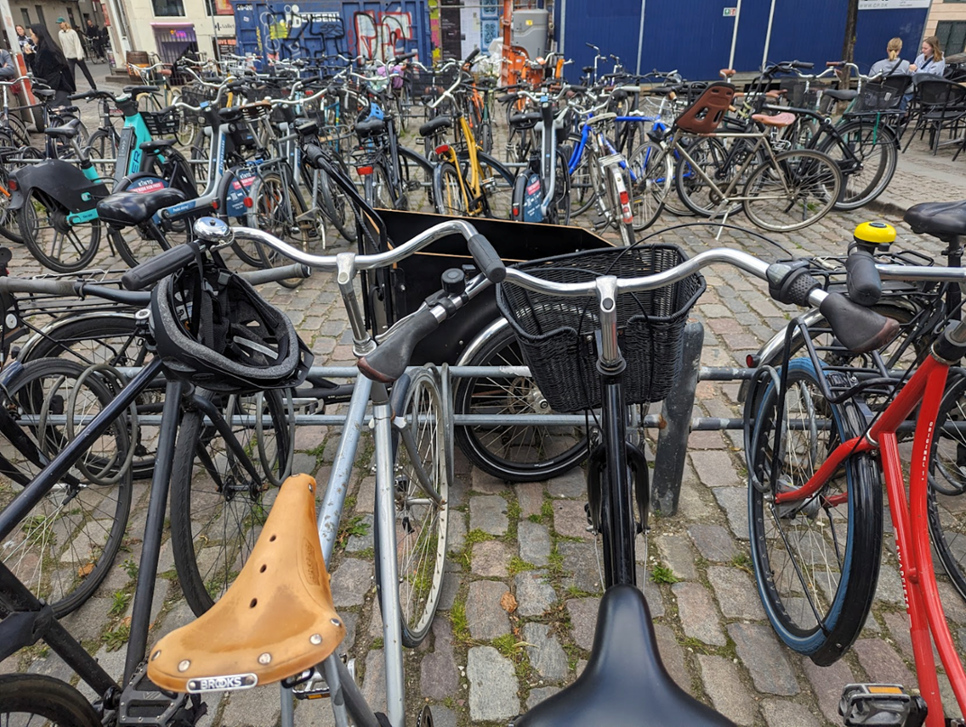 A picture of full bike racks in Denmark