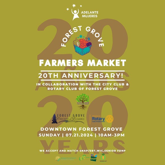 Forest Grove Farmers Market Celebration flyer