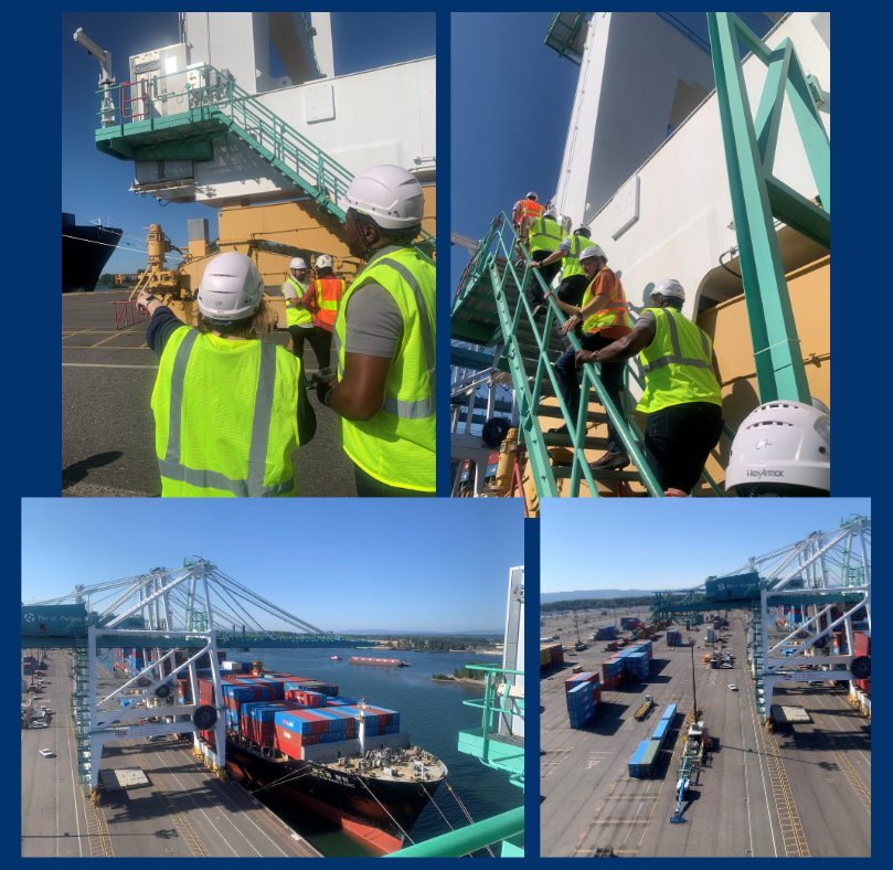 photos pf rep nelson and a container crane at terminal 6