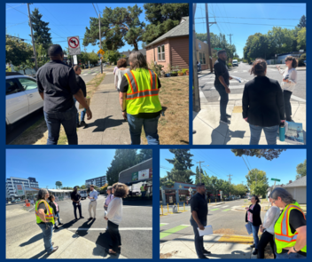 four images of rep nelson looking at transportation infrastructure 