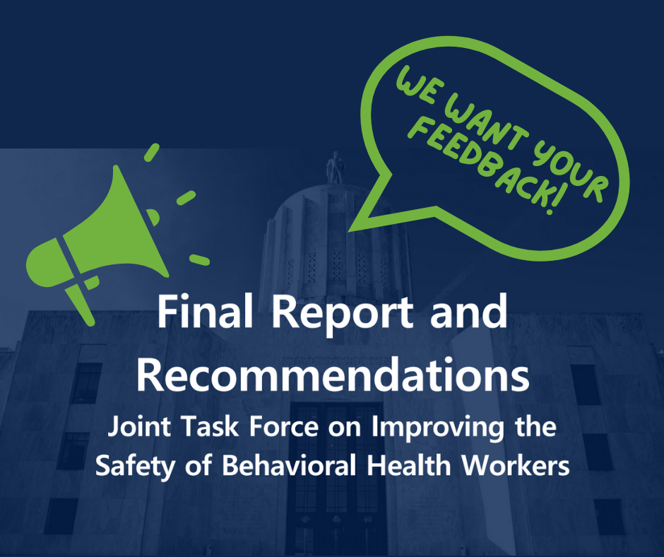 Final Report and Recommendations in white. Megaphone and WE WANT YOUR FEEDBACK in green. Click to know more