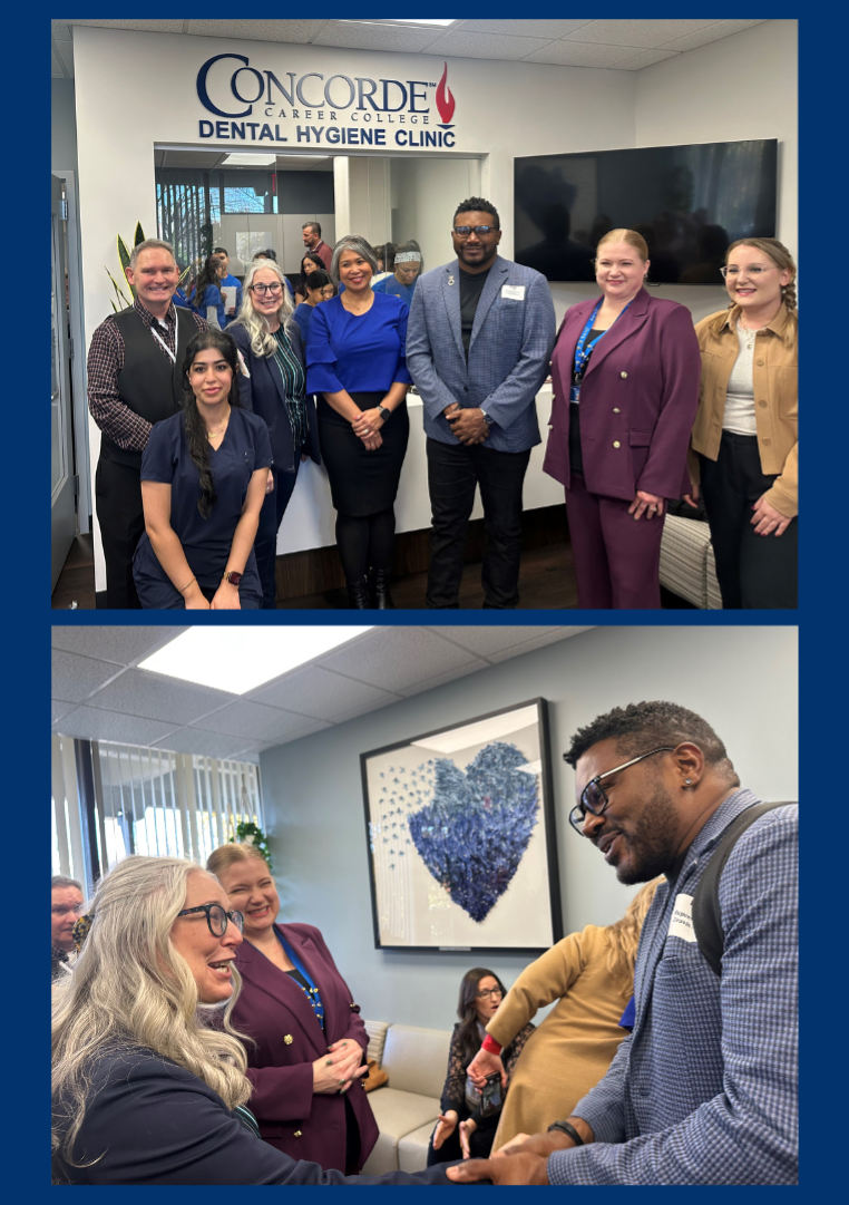 Rep. Nelson standing with clinic staff