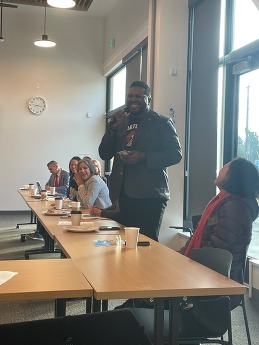 Rep. Nelson at Multnomah County Breakfast event speaking on bills