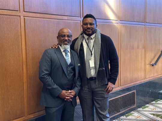 Rep. Nelson stands next to Pastor Herman Greene
