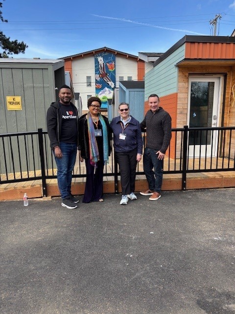 Rep Nelson w/ others at new tiny home village