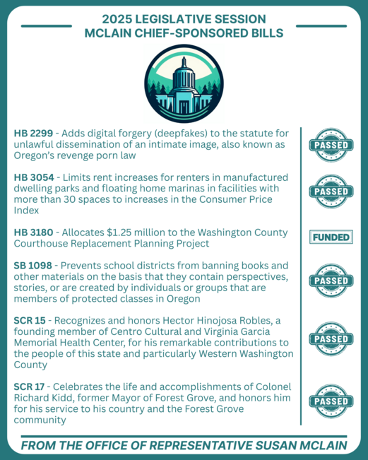 McLain Chief-Sponsored Bills