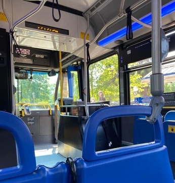 Interior of Bus from our statewide transportation tour