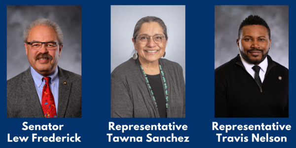 headshot photo of sen frederick, rep Sanchez, rep Nelson