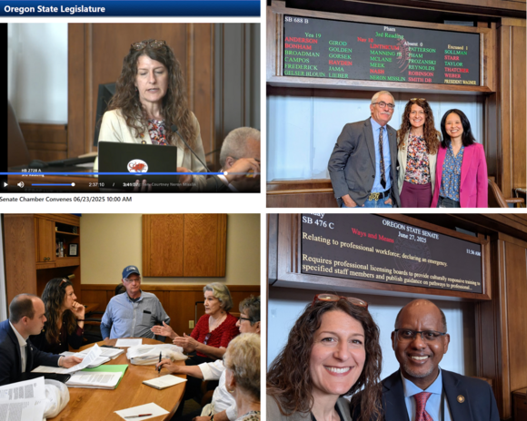 Four picture collage of Sen. Neron Misslin with various colleagues 
