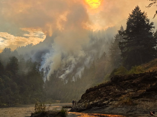 Paradise - Half Moon 2025 Fire - Paradise Landing - looking downstream