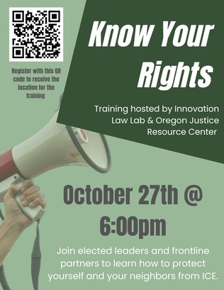 October 27th Know Your Rights Training Flyer