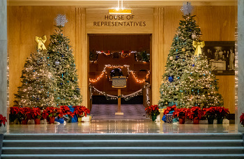chamber decorated for holidays