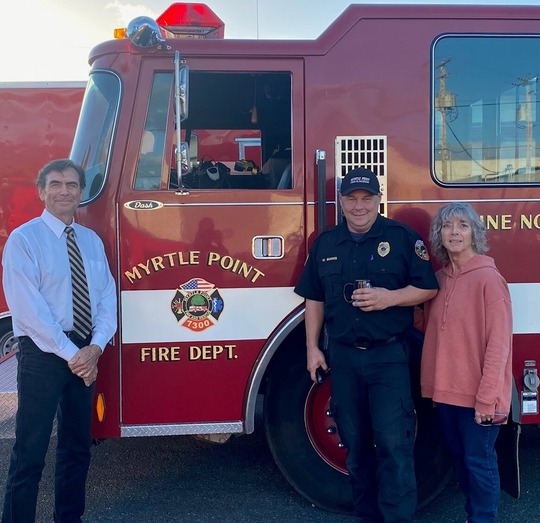 Myrtle Point Fire Service - Boice - MP Chief Burris and Board Member Lewis 10-25
