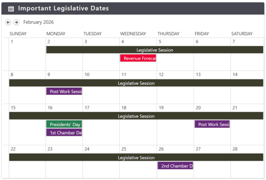 legislative calendar