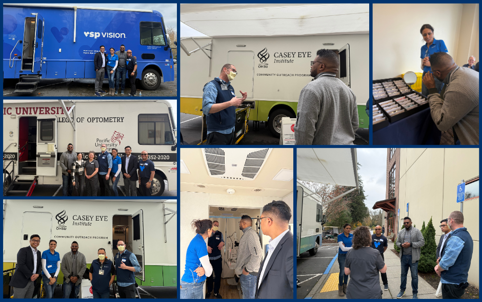 Rep Nelson outside mobile eye clinics 