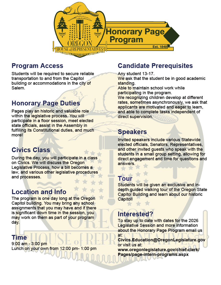 Honorary page program