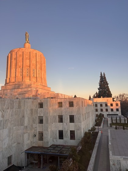 Oregon State Capitol at sunset