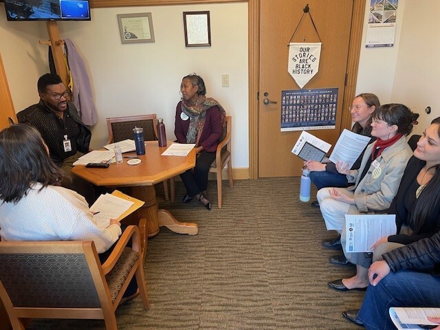 Rep Nelson Talks to group in office