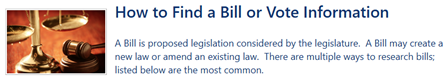 How to Find a Bill or Vote Information