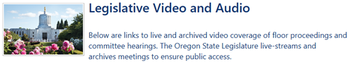 Legislative Video and Audio