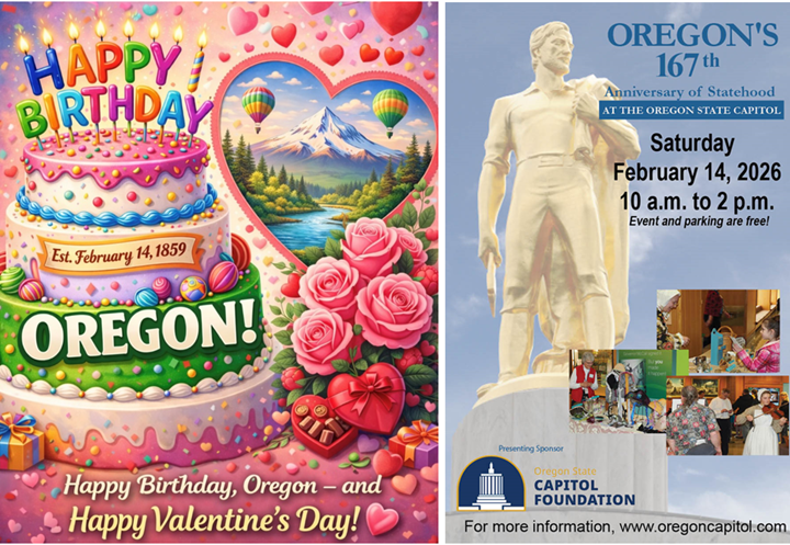 Happy Birthday, Oregon and Happy Valentines Day