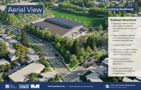 Image of the arial view slide in the attached presentation for the aquatic center
