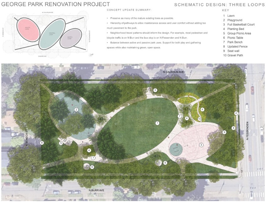 Image of park design schematic that is also on survey