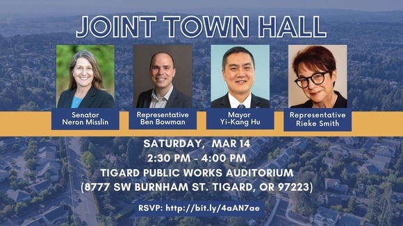 Joint Town Hall Announcement March 14th 2:30 to 4 PM