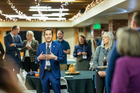 Rep Pham speaking at an event 