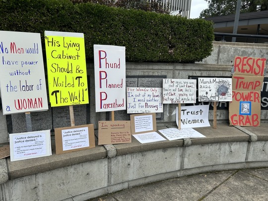 Signs at Wayne Morse Plaza